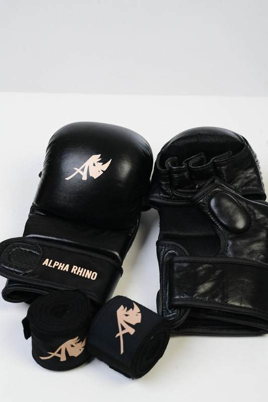 Black MMA Gloves – Beige Signature