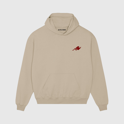 Oversized beige hoodie met buffelprint