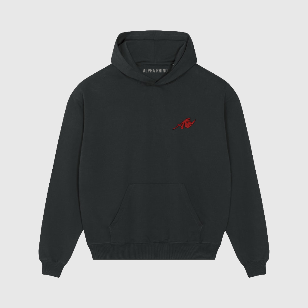 Oversized Black Hoodie with Buffalo Print