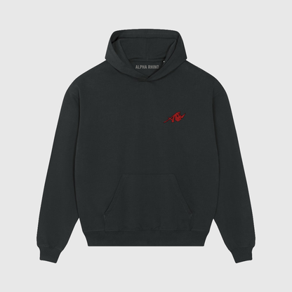 Oversized Black Hoodie with Buffalo Print