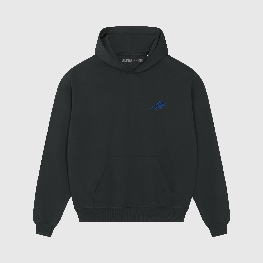 Oversized Black Hoodie with Elephant Print