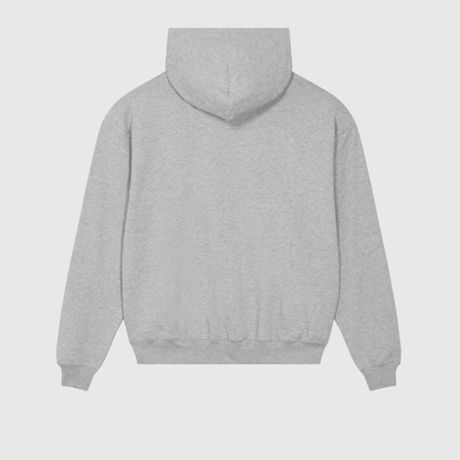 Oversized Heather Grey Hoodie met kenmerkende borduursels