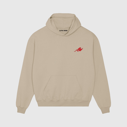 Oversized beige hoodie met leeuwenprint
