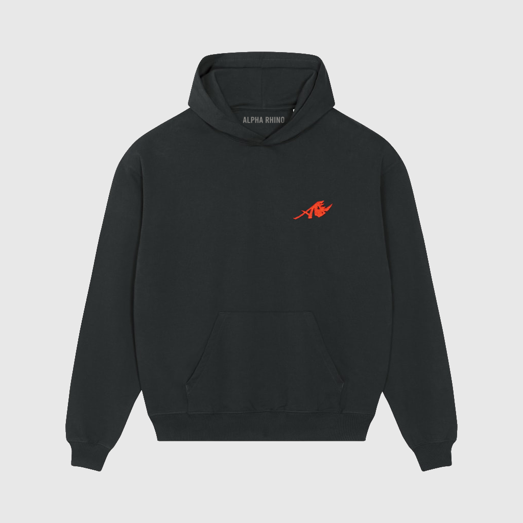 Oversized Black Hoodie with Lion Print – Alpha Rhino