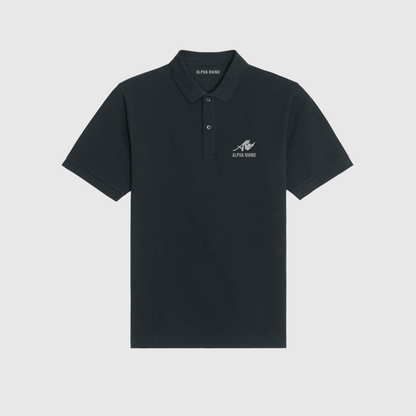 Zwarte polo met kenmerkende borduursels