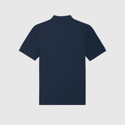 Marineblauwe polo met kenmerkende borduursels