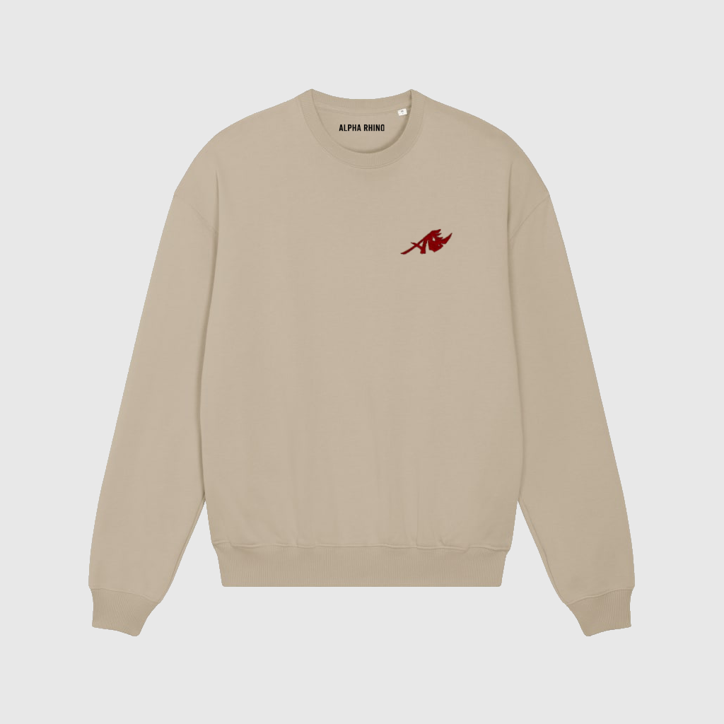 Oversized Beige Sweater with Buffalo Print