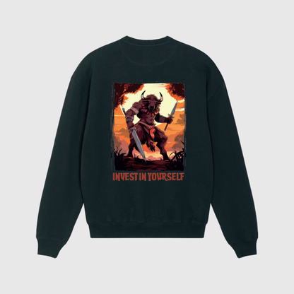 Oversized zwarte trui met buffelprint