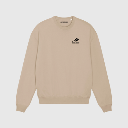 Beige trui met kenmerkende borduursels