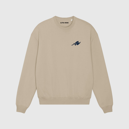 Oversized beige trui met olifantenprint