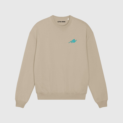 Oversized beige trui met luipaardprint