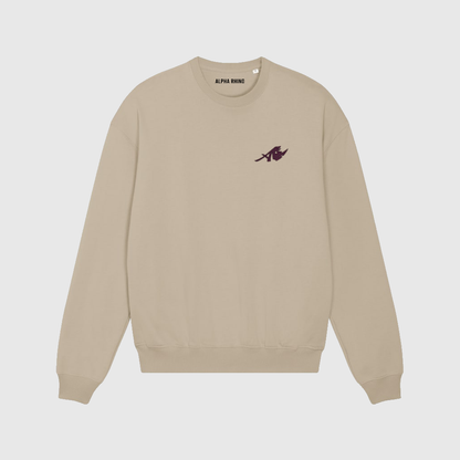Oversized beige trui met neushoornprint